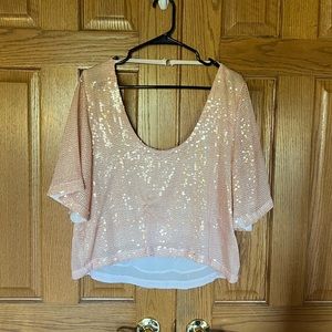 Free people light pink sequined blouse